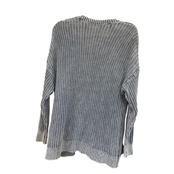 PINK Victoria's Secret Blue Knit Open Front Cardigan Sweater Pockets Oversized - Picture 3 of 8